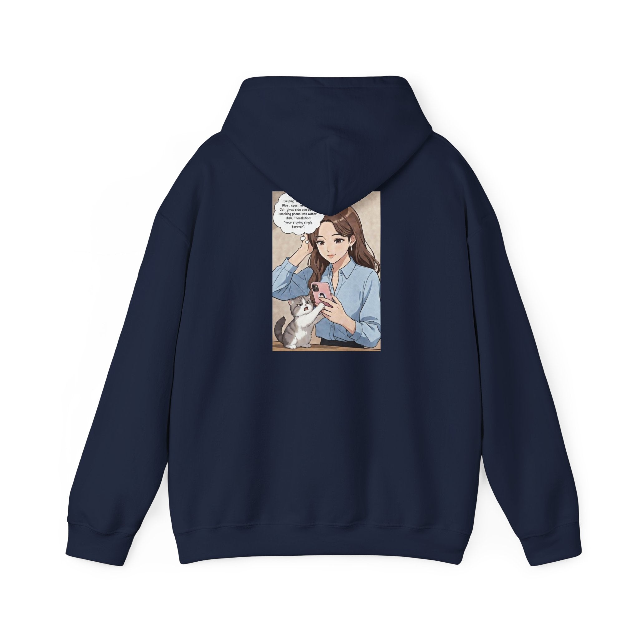 Anime No Dates Cat Graphic Hoodie — "Saves Me Every Time" Cozy Sweatshirt