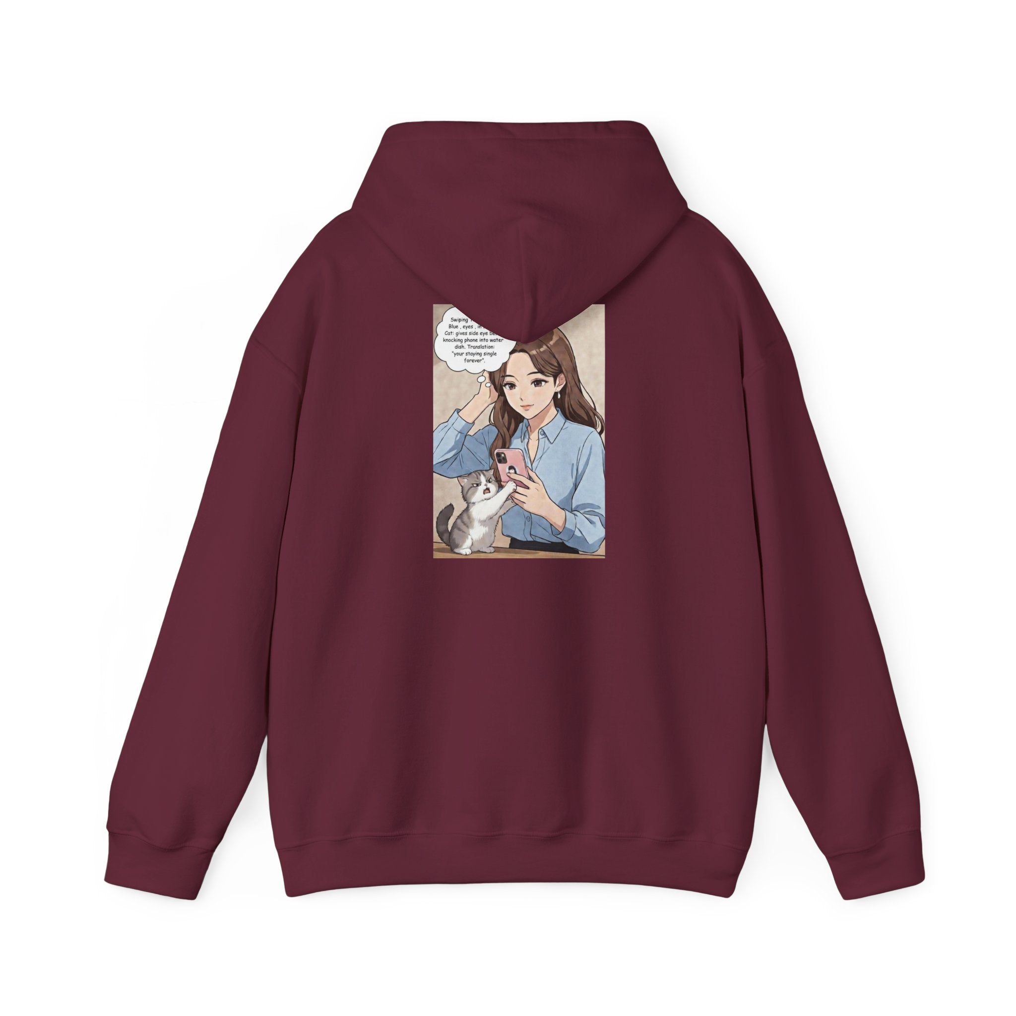 Anime No Dates Cat Graphic Hoodie — "Saves Me Every Time" Cozy Sweatshirt